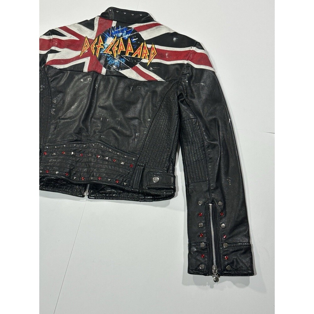 Wilson’s Leather Def Leppard Jacket Women’s Medium Studded Distressed Black Zip - Picture 6 of 15